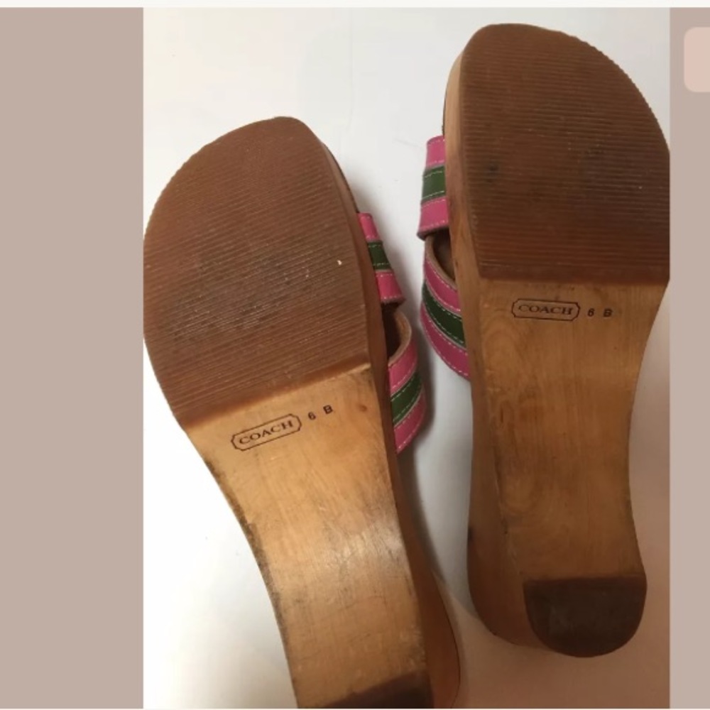 Coach Wood Platform Mules Stripe Slides Sandals 6 - image 7